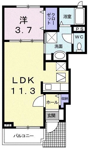 ルミエール(1LDK/1階)の間取り写真