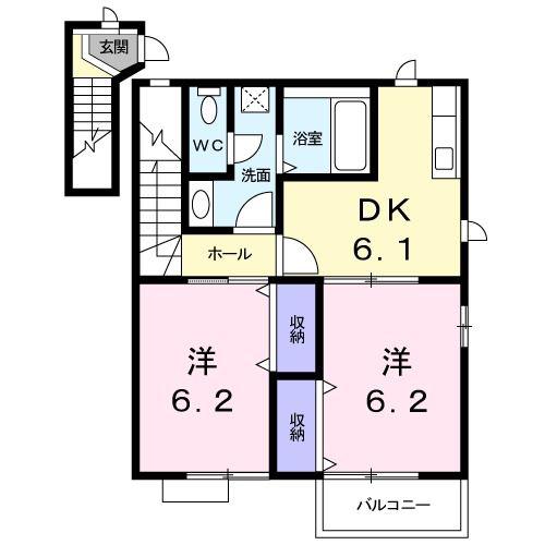 アース・ライトB(2DK/2階)の間取り写真