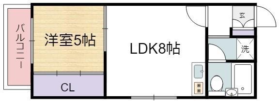 プレミセス岸里(1LDK/6階)の間取り写真