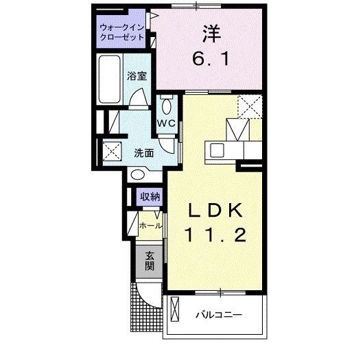 ミロワール(1LDK/1階)の間取り写真