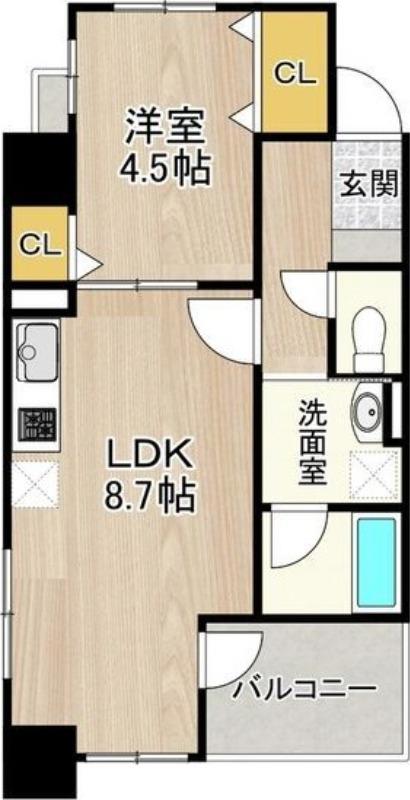 CITY SPIRE 名古屋大須(1LDK/2階)の間取り写真