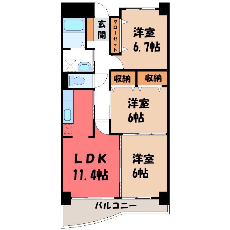 サンフィールド(3LDK/2階)の間取り写真