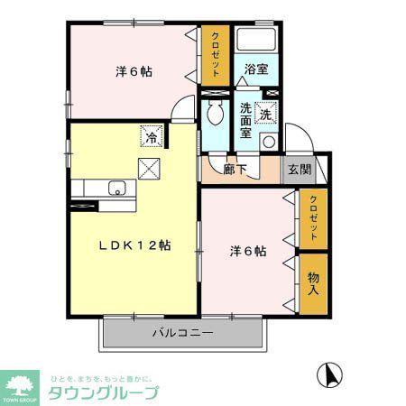 ソレアードII(2LDK/1階)の間取り写真