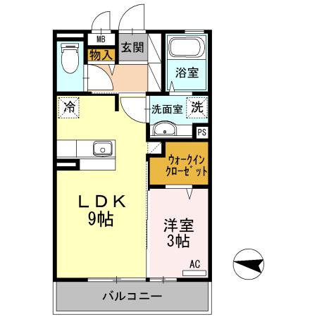 エクセレント2(1LDK/2階)の間取り写真