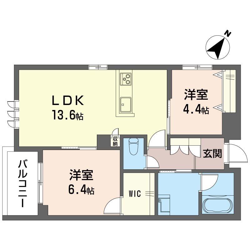 シャーメゾン坂の台II(2LDK/2階)の間取り写真