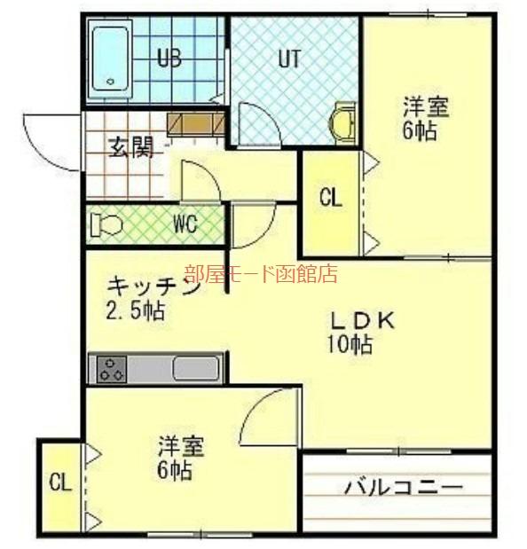 フィールドヴィレッジ(2LDK/4階)の間取り写真