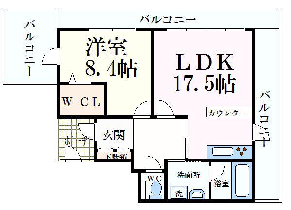 レジデンス御幸アベニュー(1LDK/8階)の間取り写真