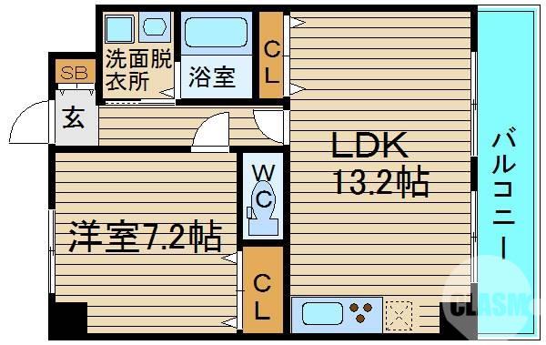 パルファン上野芝2(1LDK/5階)の間取り写真