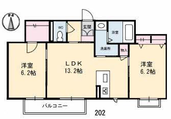 シャーメゾン林田町(2LDK/2階)の間取り写真
