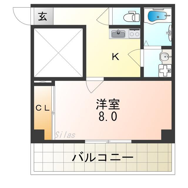 クイーンライフ東今里(1K/6階)の間取り写真