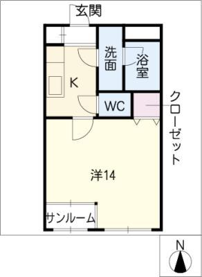 パストラーレ(1K/3階)の間取り写真