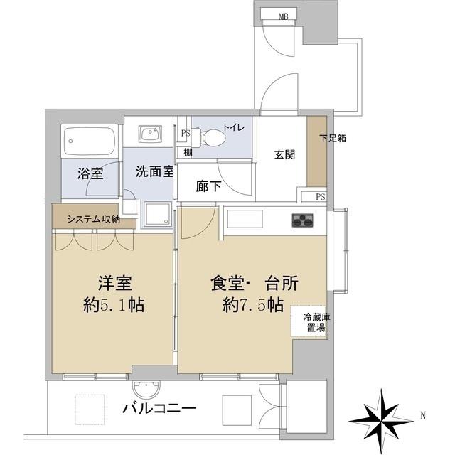 塚口駅前アーバンライフ(1DK/5階)の間取り写真