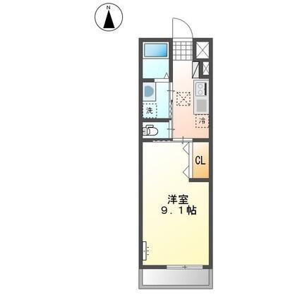 ディアコート東岡山(1K/2階)の間取り写真