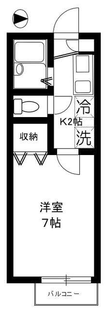 フレアプランドールB棟(1K/2階)の間取り写真