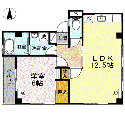 メゾンボヌールヴィ(1LDK/2階)の間取り写真