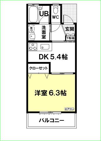 アーバニズム61D(1LDK/1階)の間取り写真