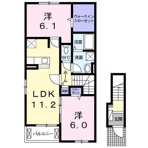 グランツ(2LDK/2階)の間取り写真