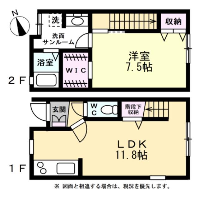 STUDIO AZUL B(1LDK/1階)の間取り写真