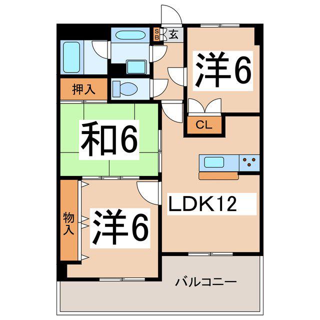 ラ・フォーレ甲府(3LDK/3階)の間取り写真