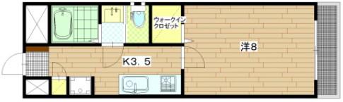 TKコーポ(1K/1階)の間取り写真