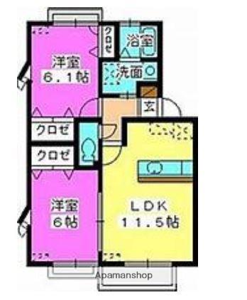 エトワール有田(2LDK/2階)の間取り写真