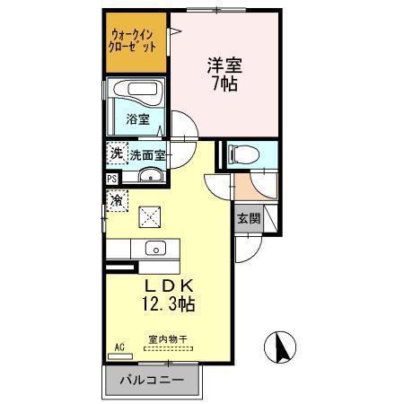 セジュールCW II(1LDK/1階)の間取り写真