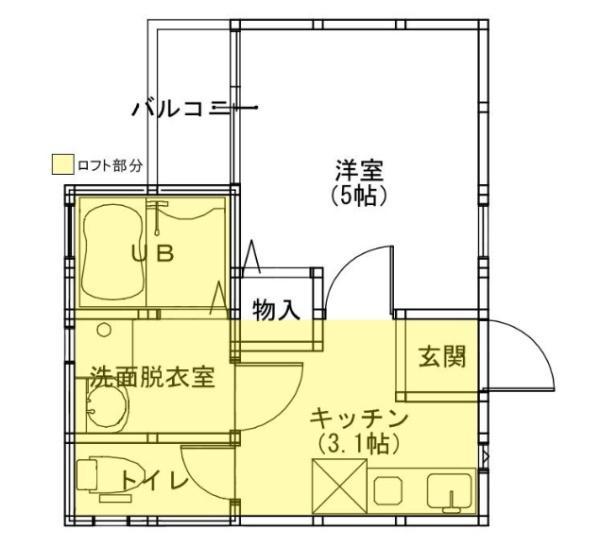 アローラ鳳(1K/2階)の間取り写真