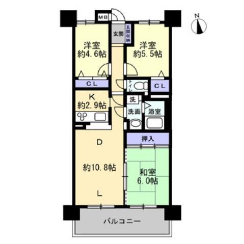 アマネセール東古松I(3LDK/9階)の間取り写真