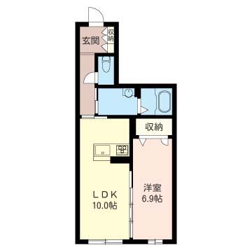 CIELO CASA(1LDK/1階)の間取り写真