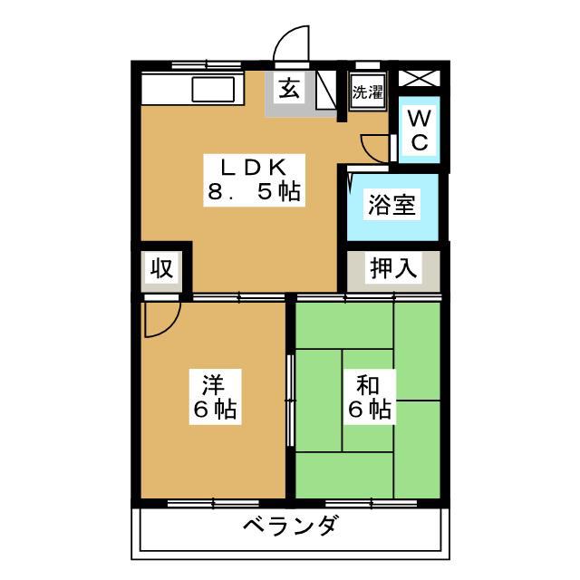 ビングスフジ(2LDK/2階)の間取り写真