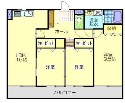 二葉マンション(3LDK/3階)の間取り写真