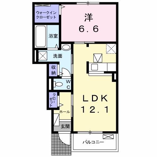 クラール 安宅E(1LDK/1階)の間取り写真