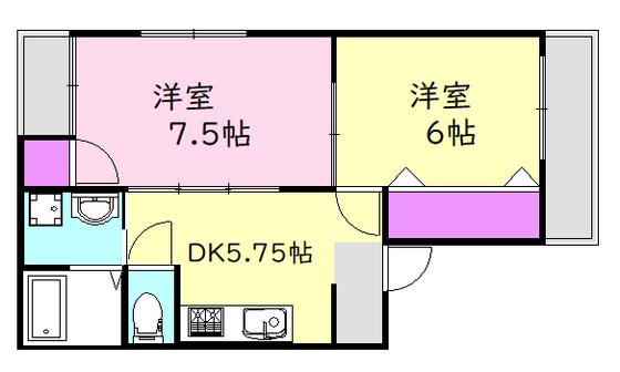 アイランドビル23(2DK/1階)の間取り写真
