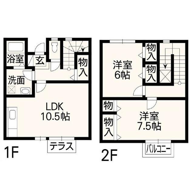 グランデ益城(2LDK/1階)の間取り写真