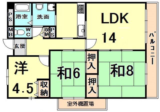 ウルム西宮(3LDK/2階)の間取り写真