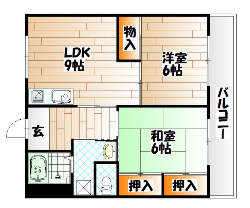 コーポ足立(2LDK/3階)の間取り写真