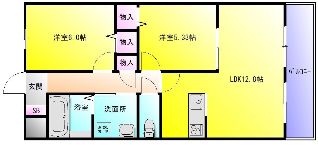 グランヴェール青山A棟(2LDK/2階)の間取り写真
