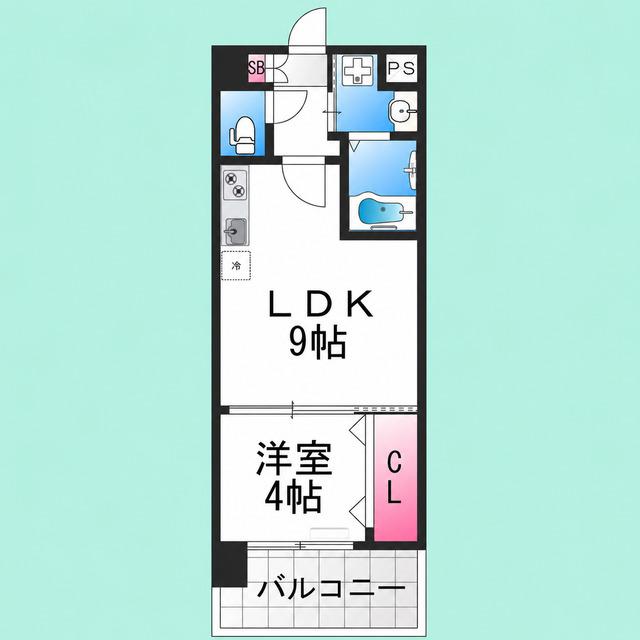 レクシア堺東(1LDK/10階)の間取り写真
