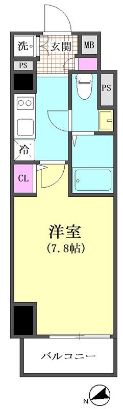 レジデンスイースト大森(1K/4階)の間取り写真