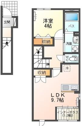 OASIS(1LDK/2階)の間取り写真