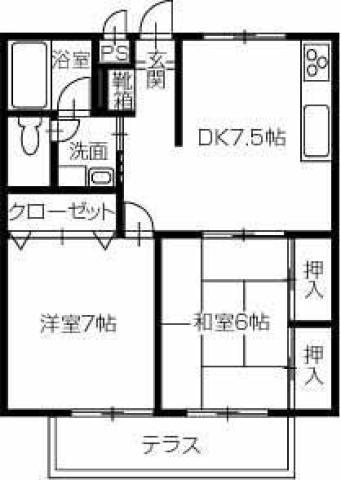 エクセレント コンフォート(2DK/1階)の間取り写真