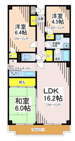 つつじヶ丘エクセルハイツI(3LDK/3階)の間取り写真