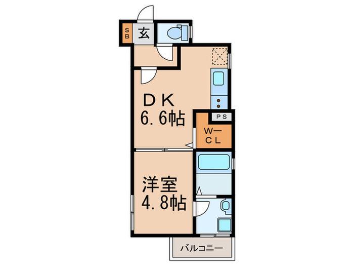 ALEGRIA天王寺(1DK/2階)の間取り写真