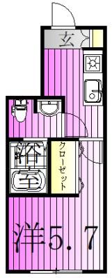レベアス北千住(1K/1階)の間取り写真
