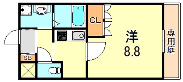 サンモール長畑(1K/1階)の間取り写真