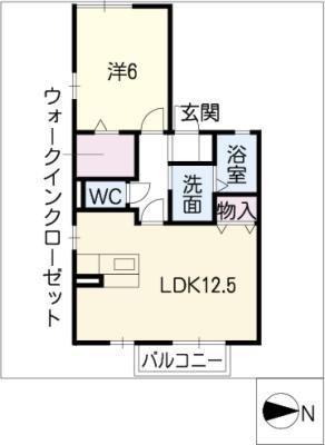 上ノ山メゾン井筒(1LDK/1階)の間取り写真