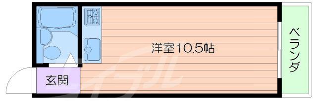 ハイツテラウラ(ワンルーム/2階)の間取り写真