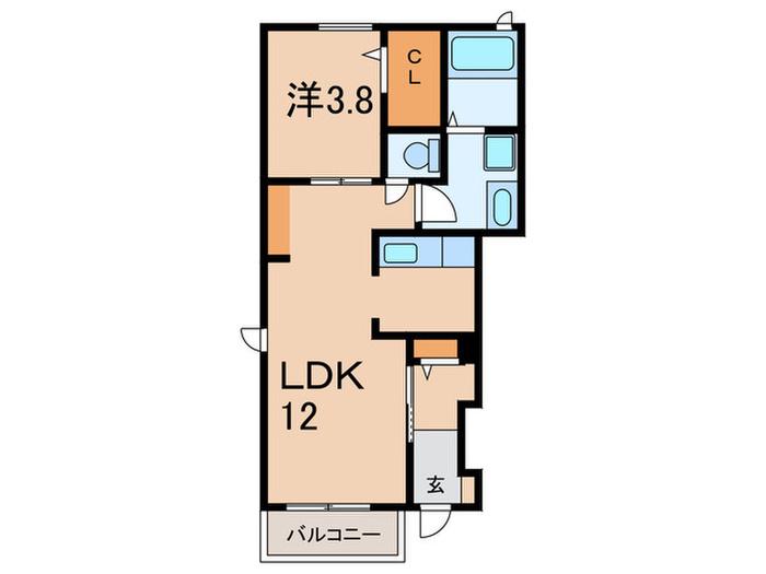 クレメント神陵台(1LDK/1階)の間取り写真