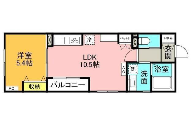駒沢公園テラス(1LDK/2階)の間取り写真