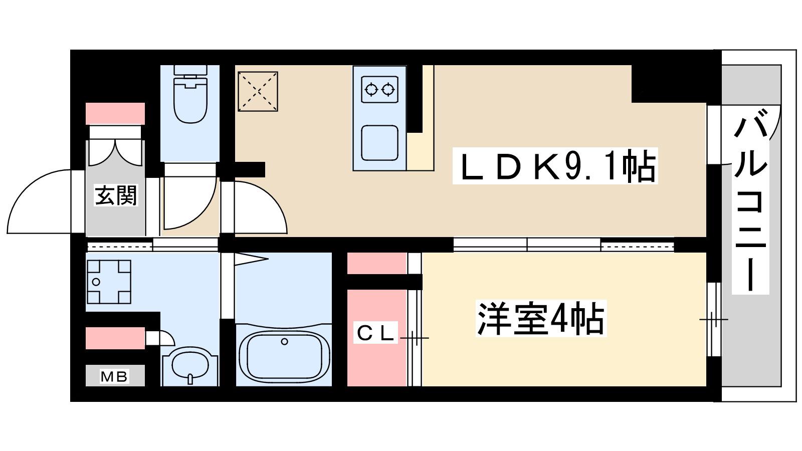 ディームス新大阪(1LDK/3階)の間取り写真